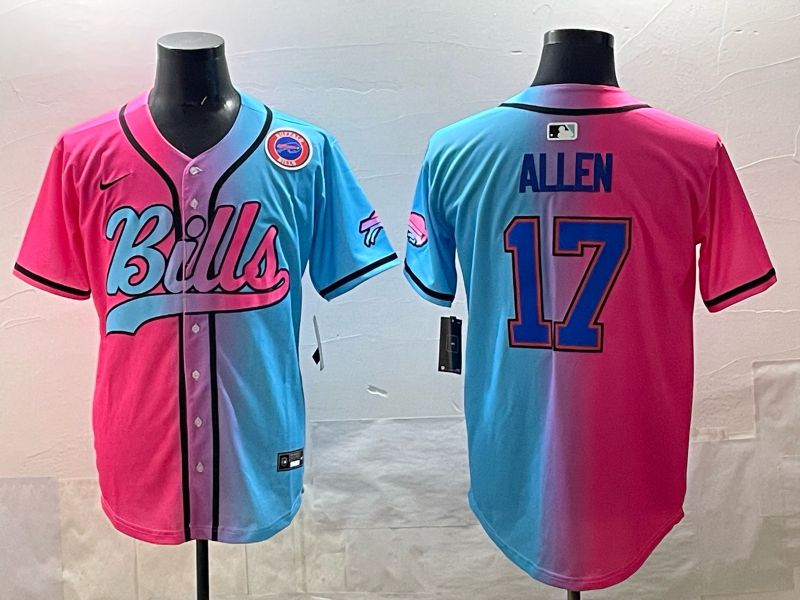 Men Buffalo Bills #17 Allen Blue pink Nike Limited 2025 NFL Jersey style 007